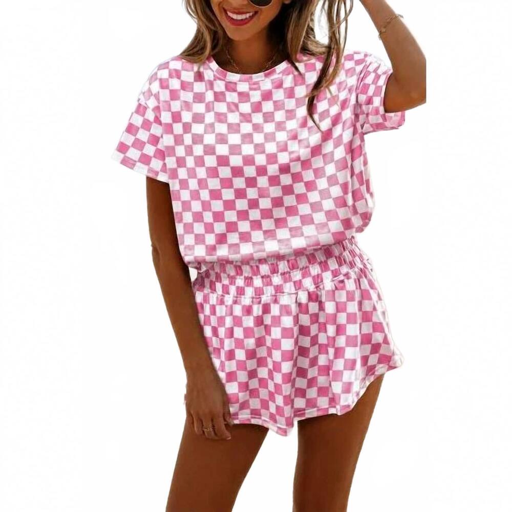 NEW AAPPARELLA checkered skort set in pink